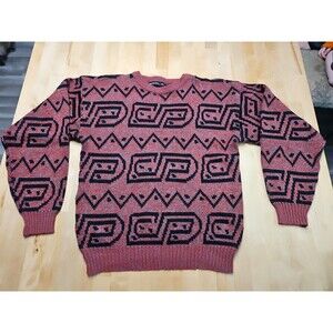 Vintage Sole MENS MEDIUM Abstract Geometric Knit Pullover Sweater